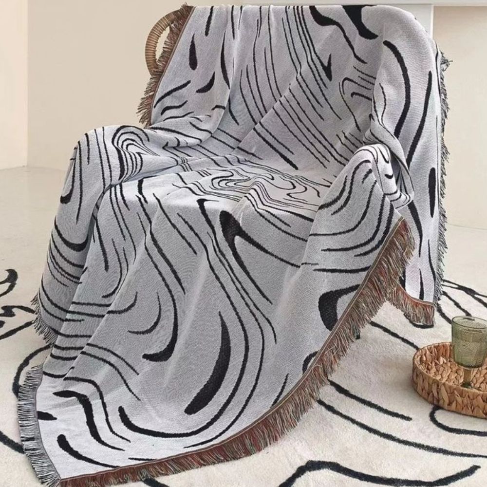 Plaid tissé effet marbre