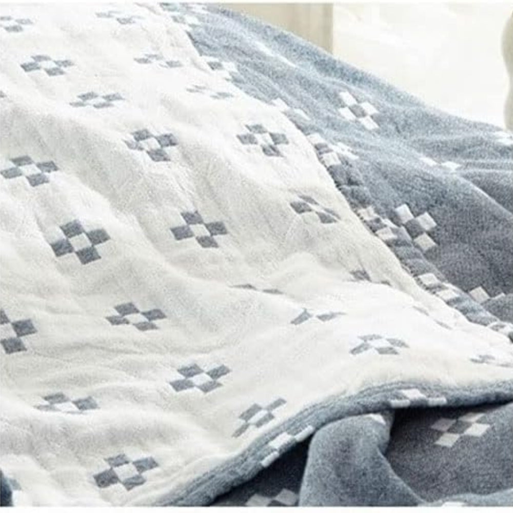 Plaid en coton à pois losanges