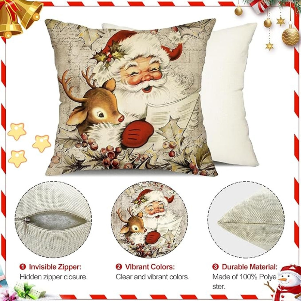 Housse de coussin Père Noël campagne