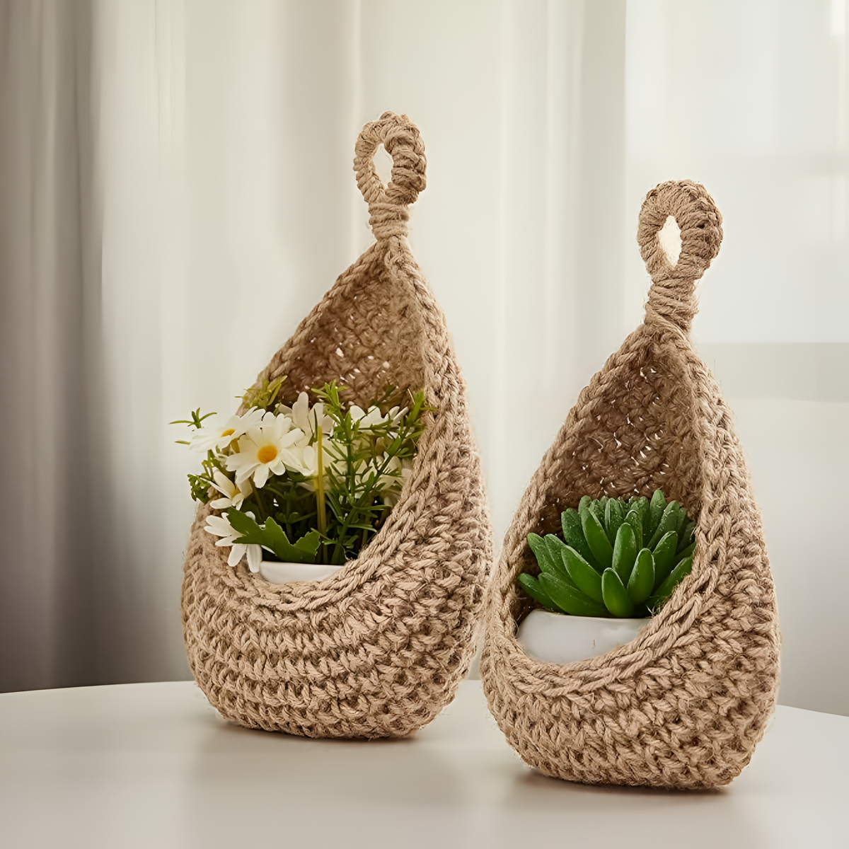 Panier suspendu boho fait main