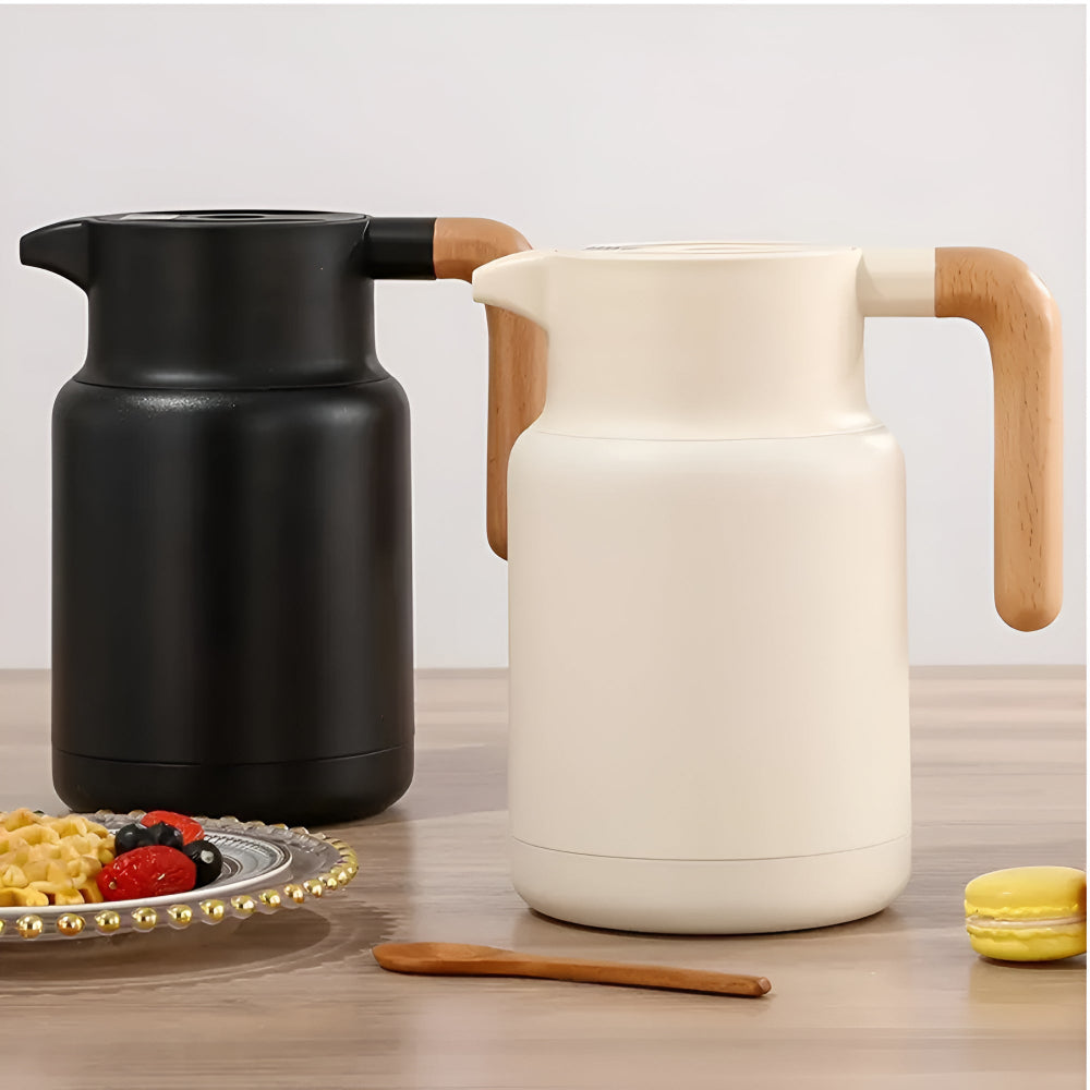 Carafe isotherme à poignée en bois – Pearl Blanc