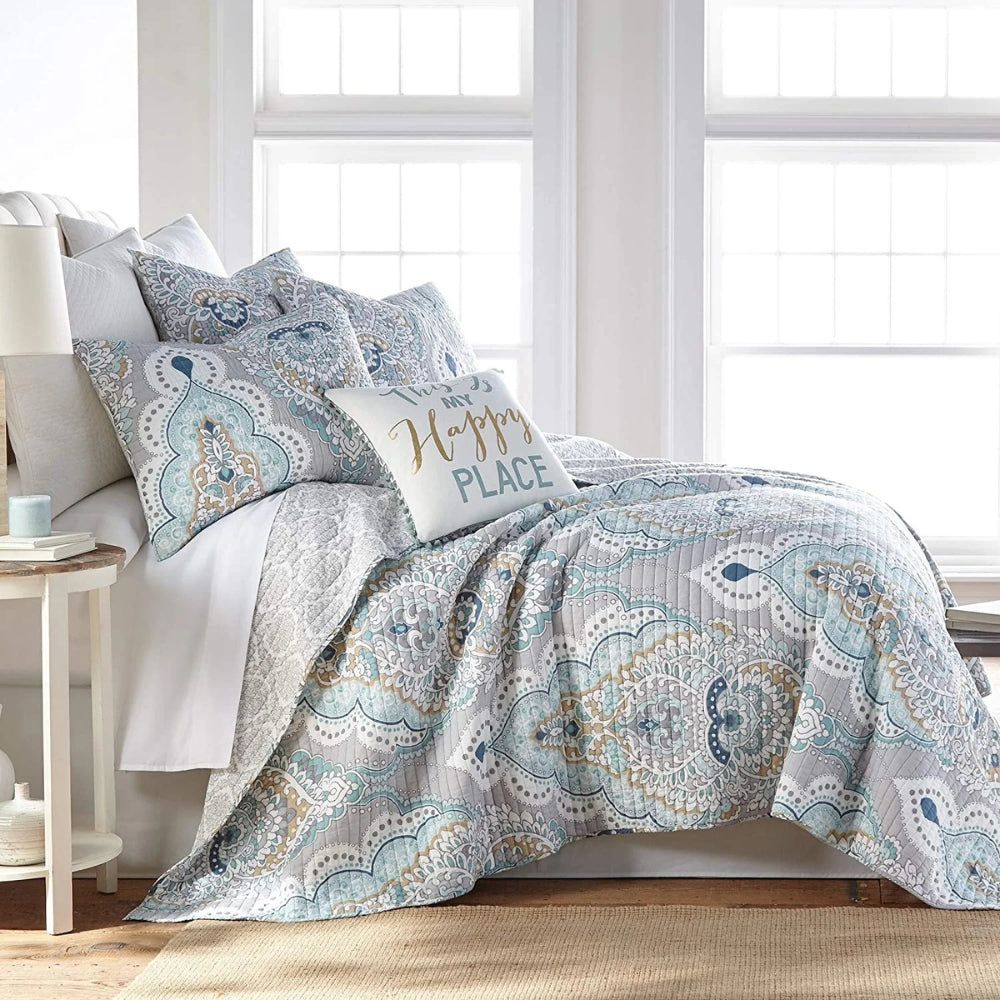 Parure de couvre-lit Paisley bleu turquoise