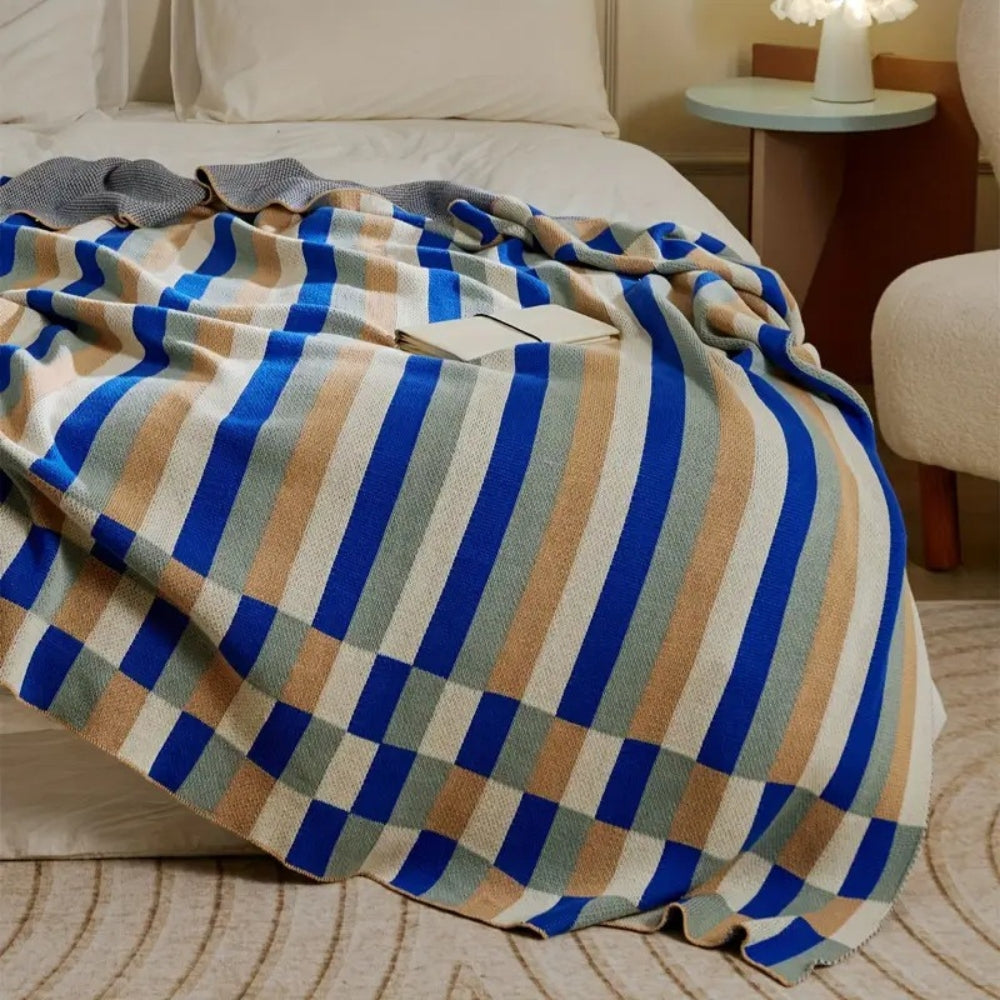 Plaid en coton respirant rayé Nordica