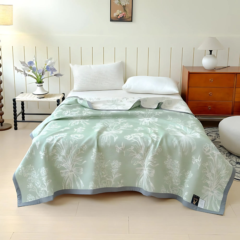 Plaid réversible en gaze de coton Aurea – 59"x79"