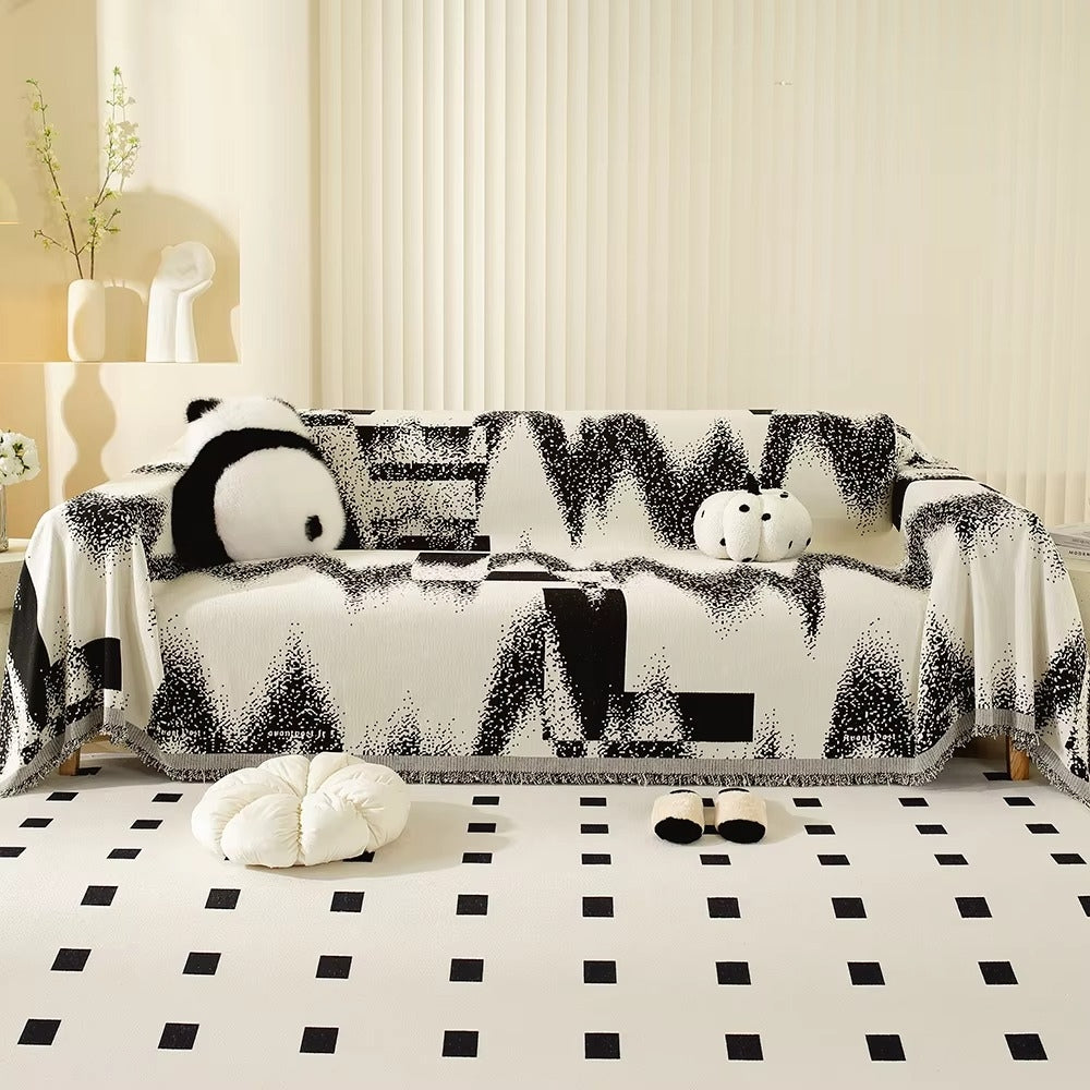 Housse de canapé en chenille abstraite avant-gardiste – 71"x71"