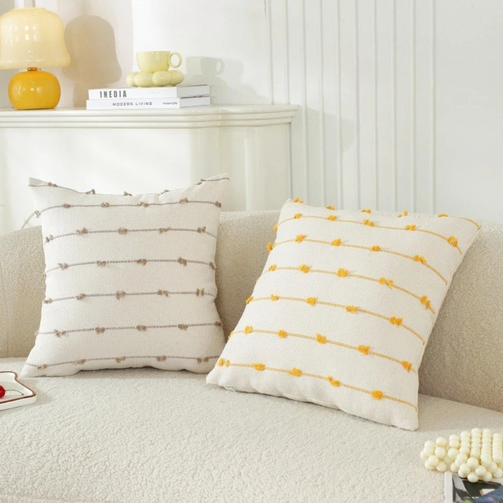 Housse de coussin surpiqûres verticales Averra – Cinnamon Stripe