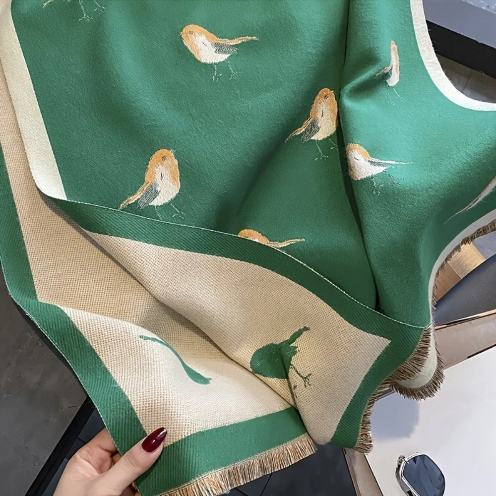 Châle jacquard respirant motif oiseaux