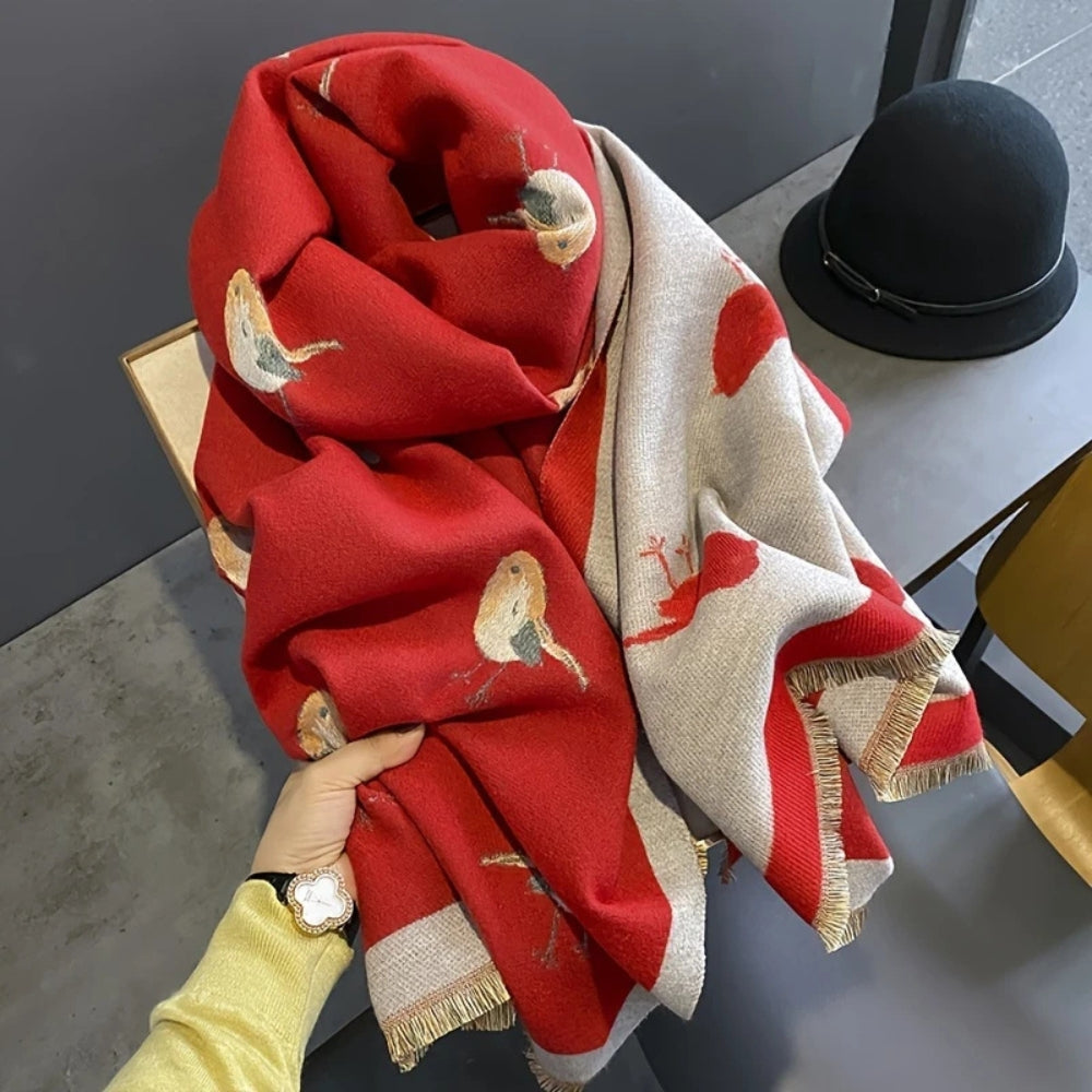 Châle jacquard respirant motif oiseaux