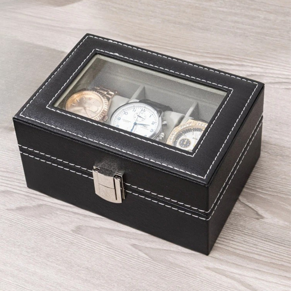 Boîte À Montres 3 Slots En Cuir