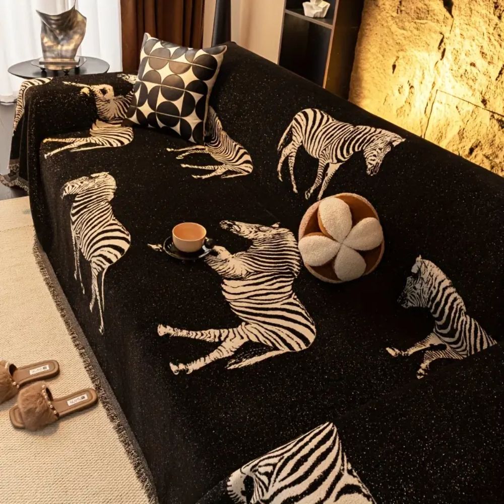 Housse de canapé zèbre Black Stride