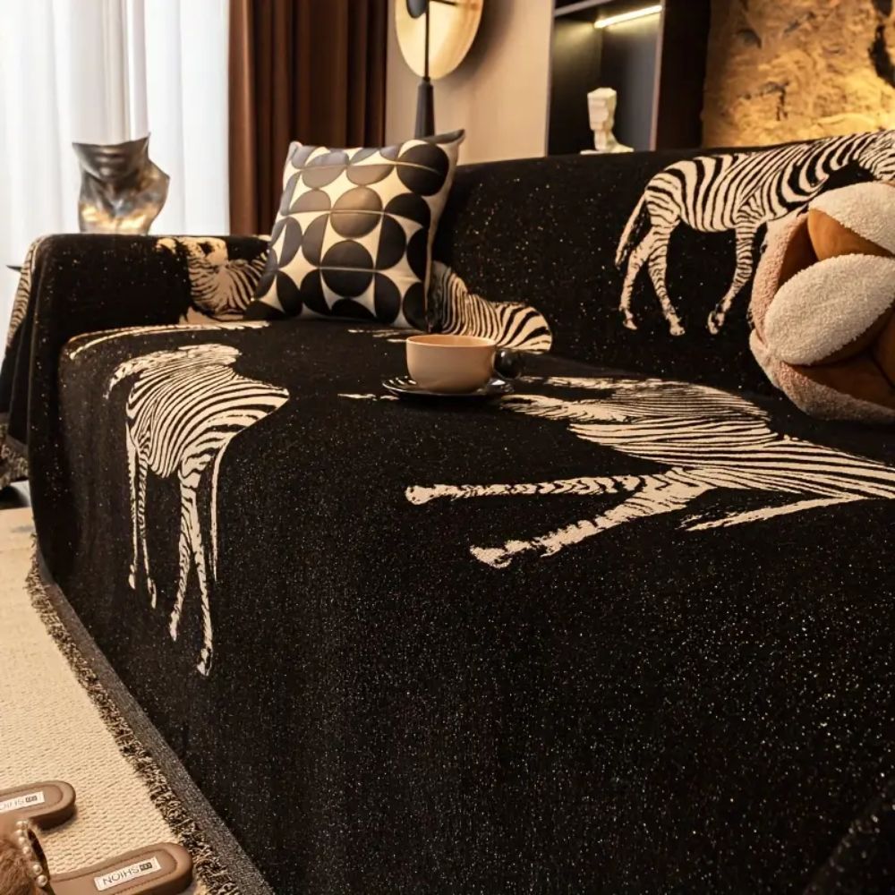 Housse de canapé zèbre Black Stride