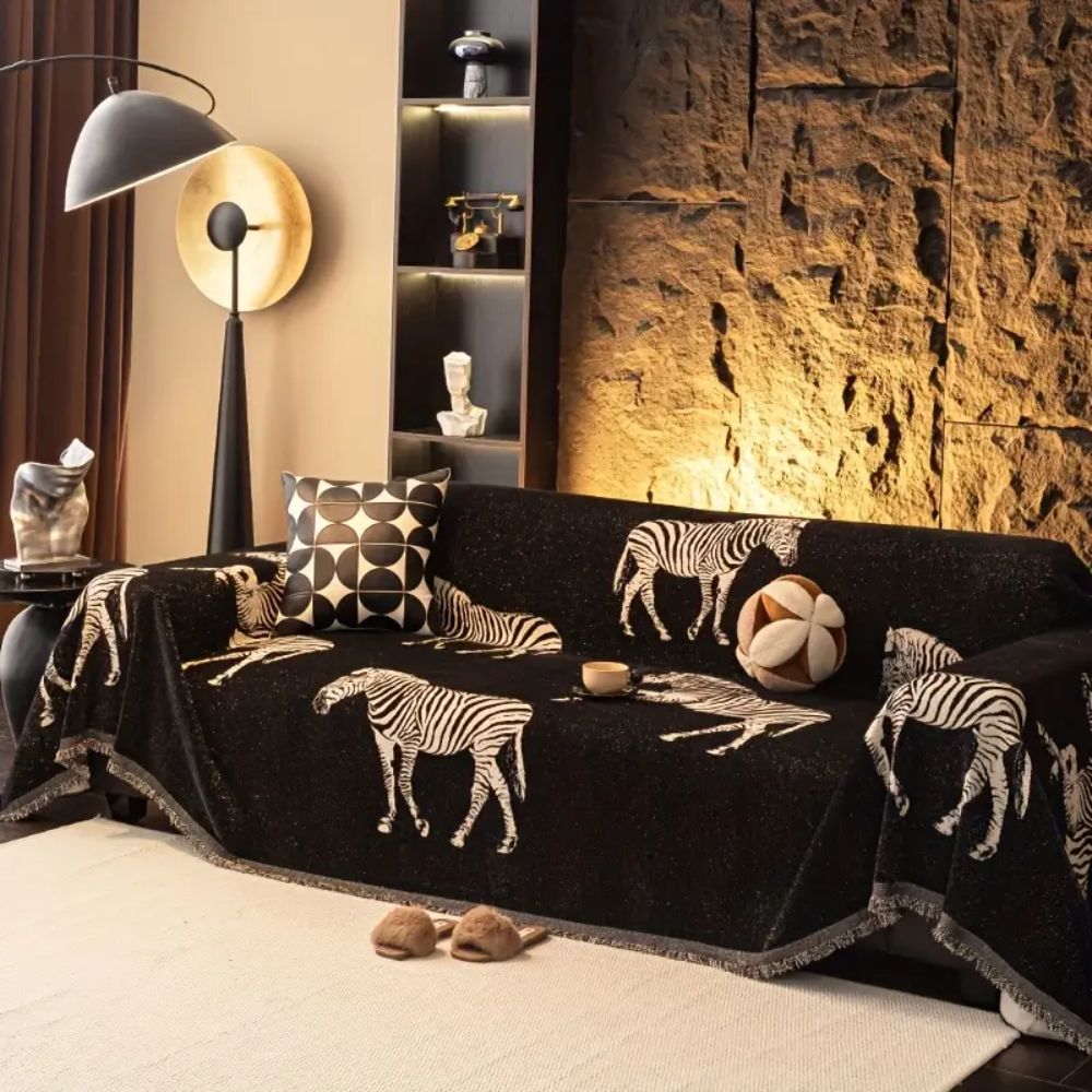 Housse de canapé zèbre Black Stride – 71"x51"