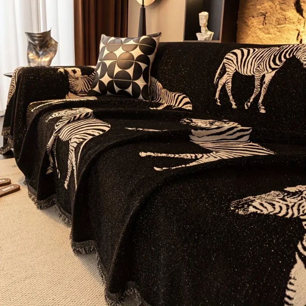 Housse de canapé zèbre Black Stride