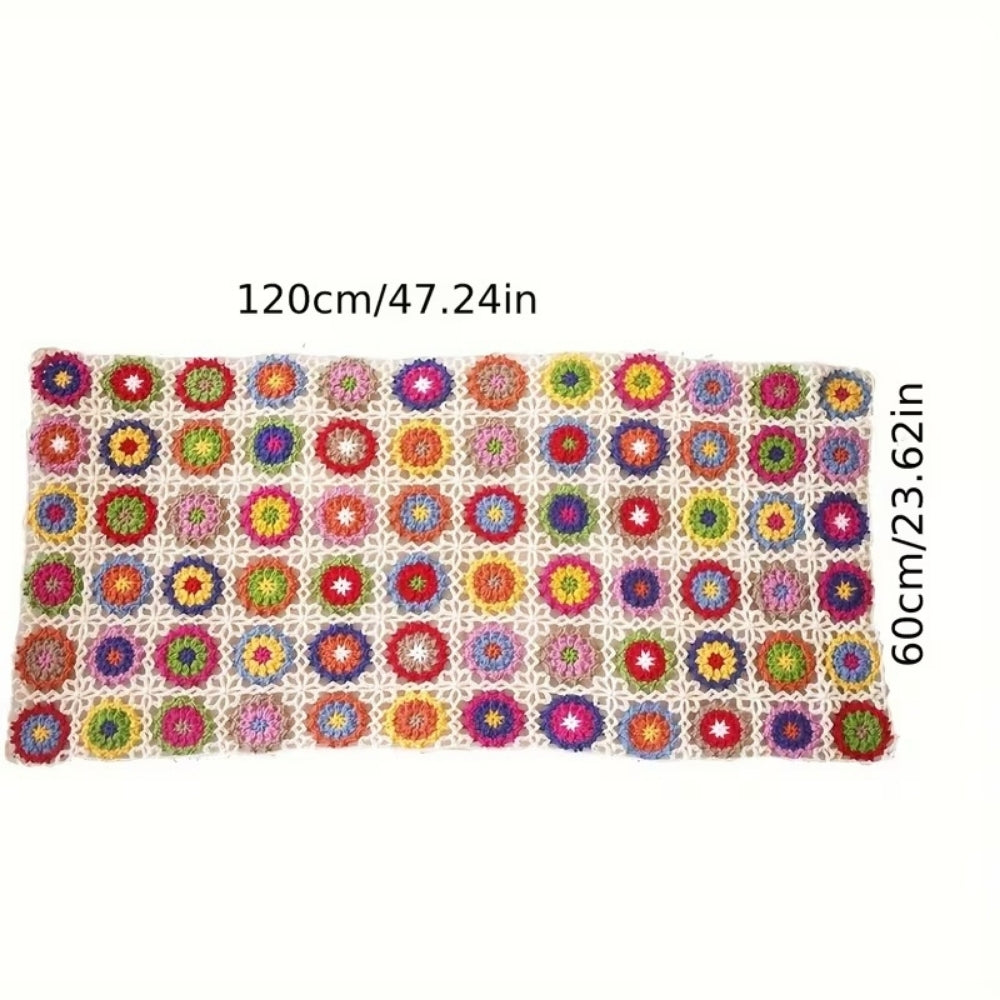 Plaid au crochet fleurs épanouies