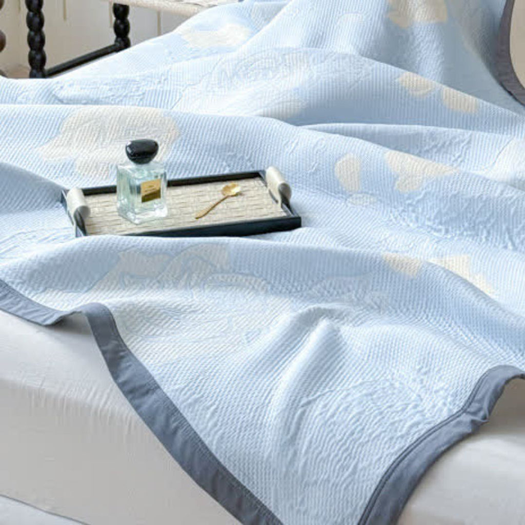 Plaid en coton roses bleues
