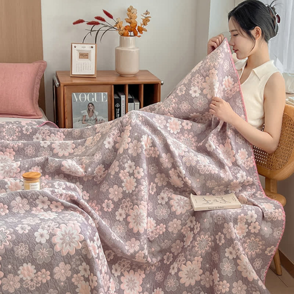 Plaid en gaze de coton fleuri Reverie