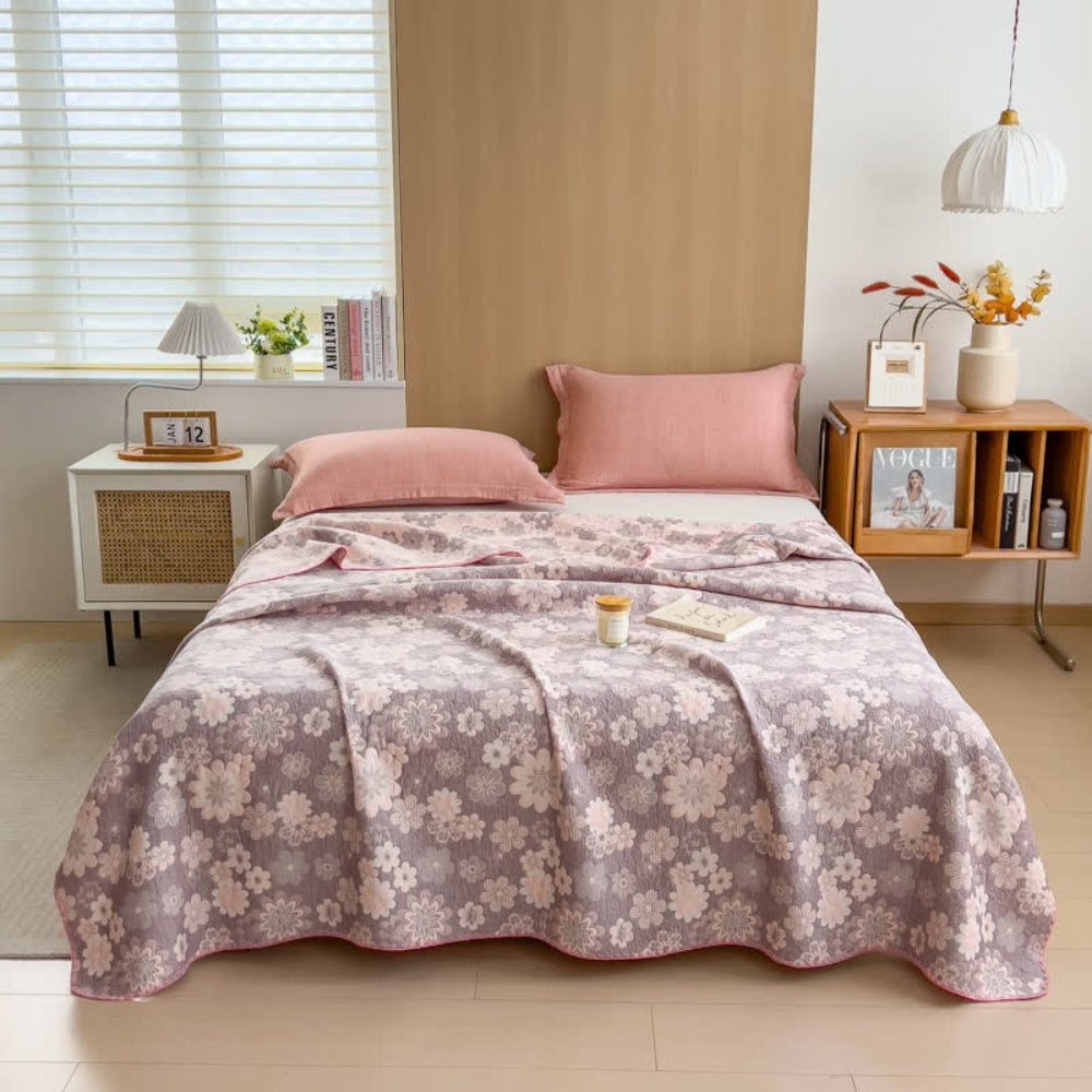 Plaid en gaze de coton fleuri Reverie – 30"x59.06"