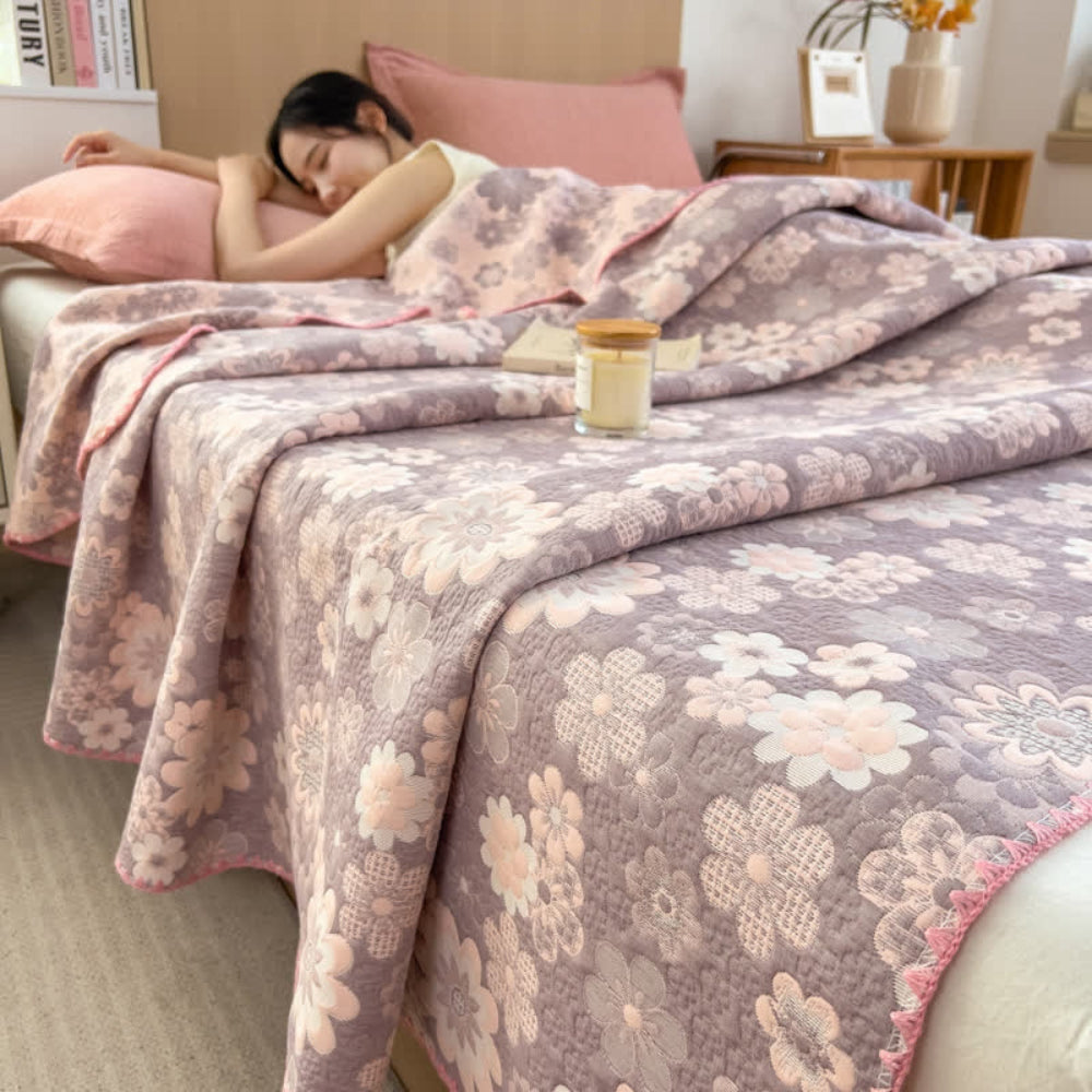 Plaid en gaze de coton fleuri Reverie