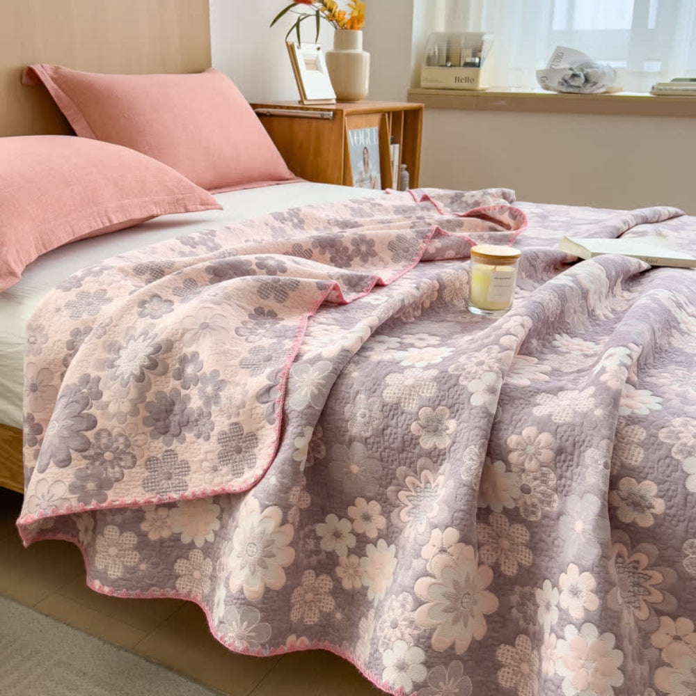 Plaid en gaze de coton fleuri Reverie