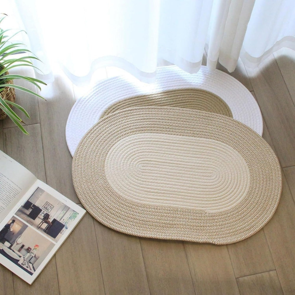Tapis ovale tressé en chanvre boho