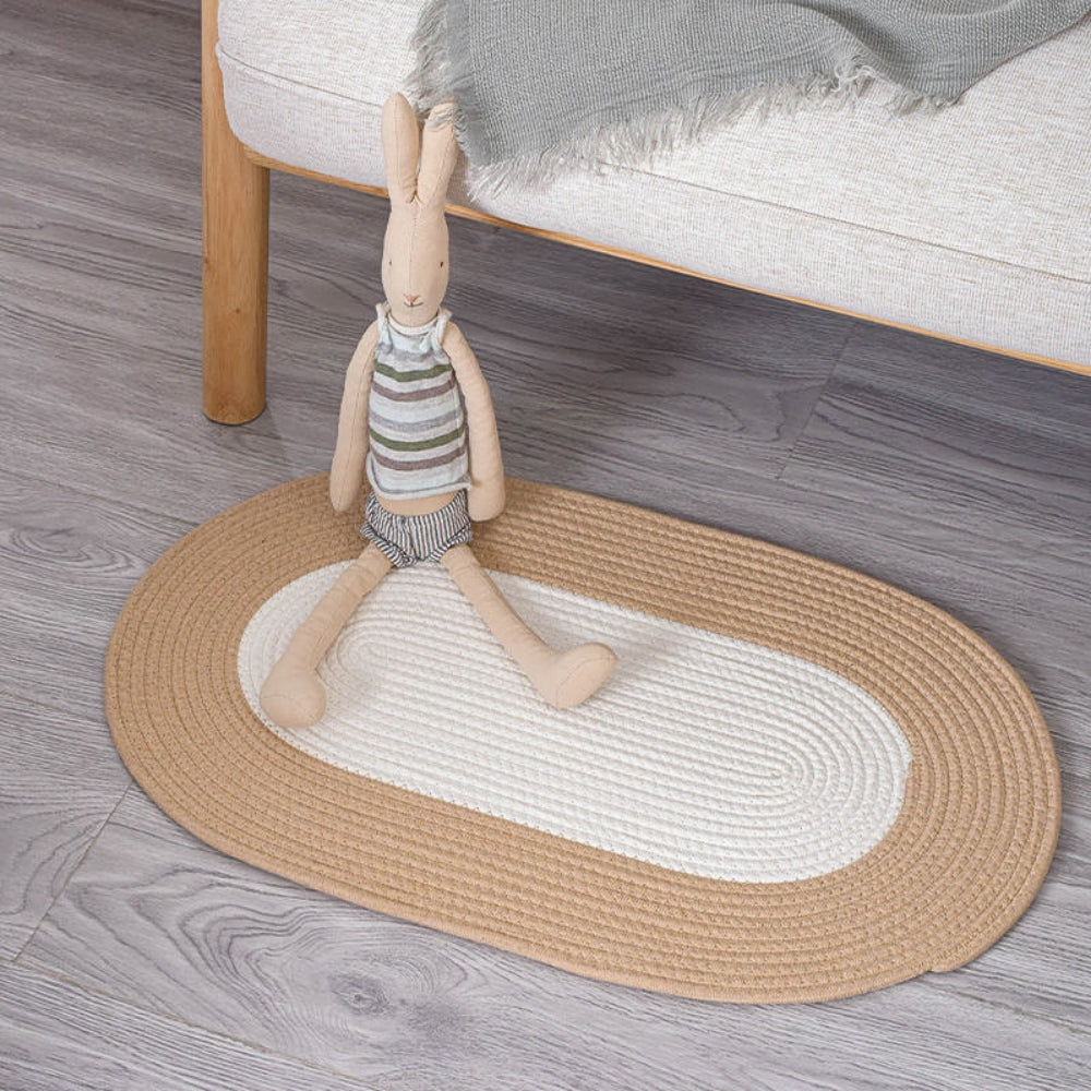 Tapis ovale tressé en chanvre boho