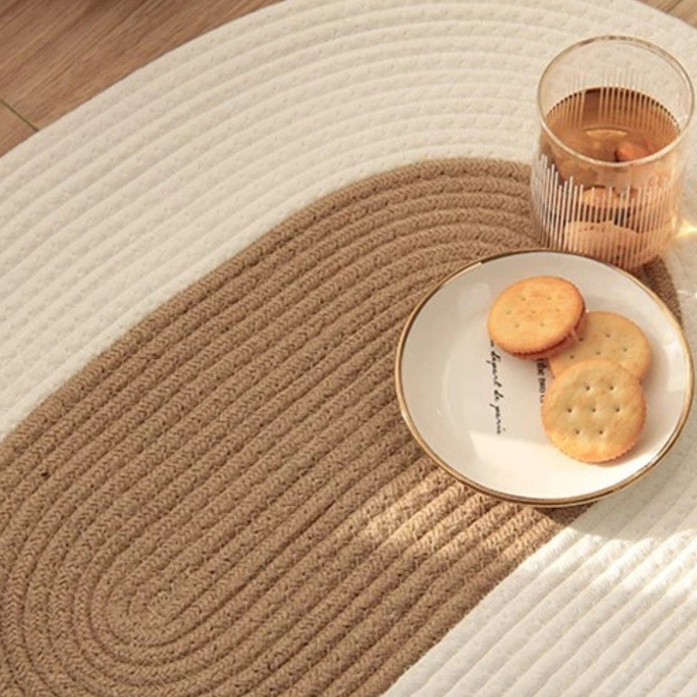 Tapis ovale tressé en chanvre boho