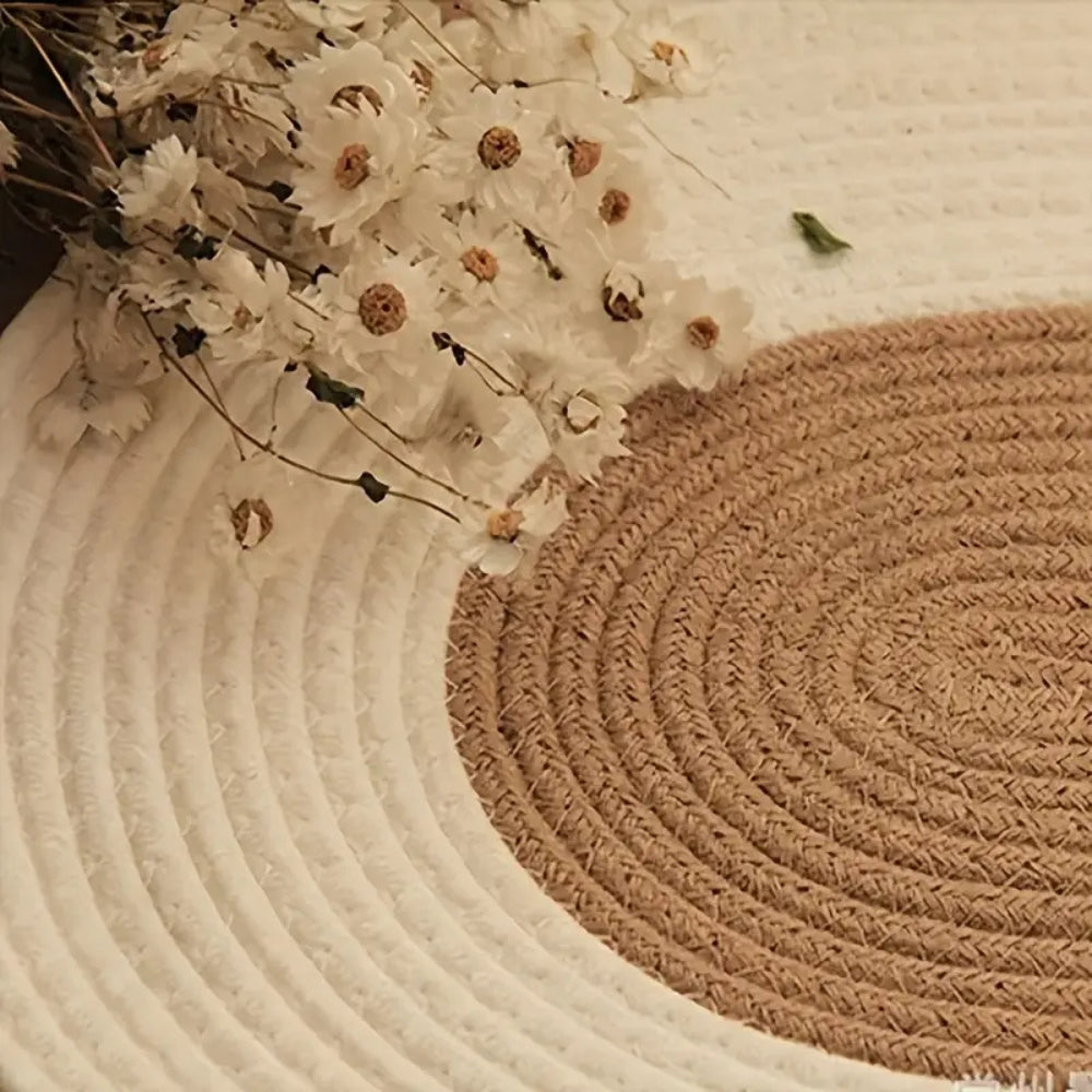 Tapis ovale tressé en chanvre boho
