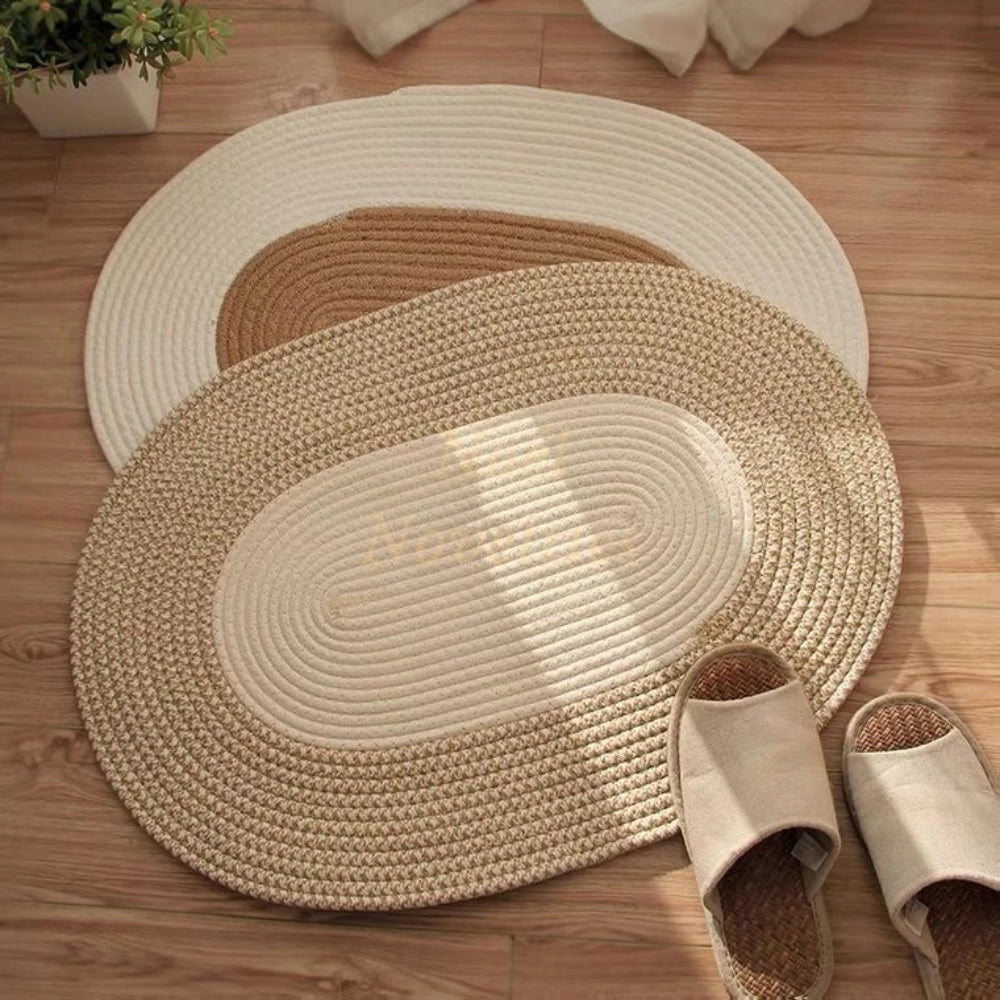 Tapis ovale tressé en chanvre boho