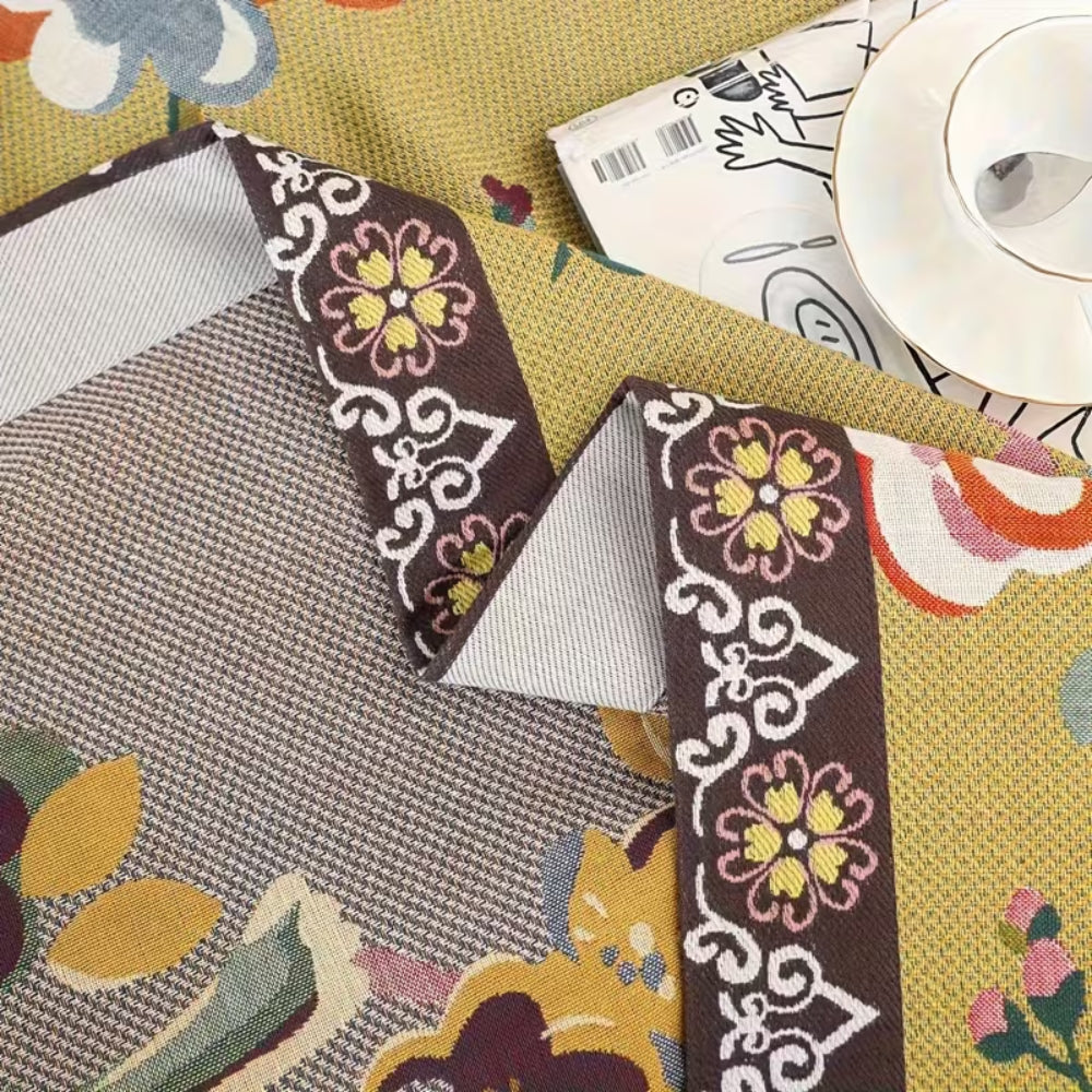 Plaid boho jardin fleuri et oiseaux | 100 % coton