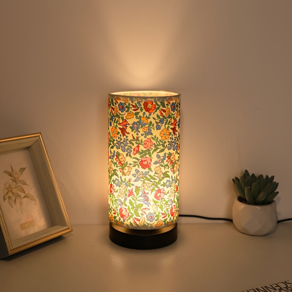 Lampe de table en tissu botanique fleuri