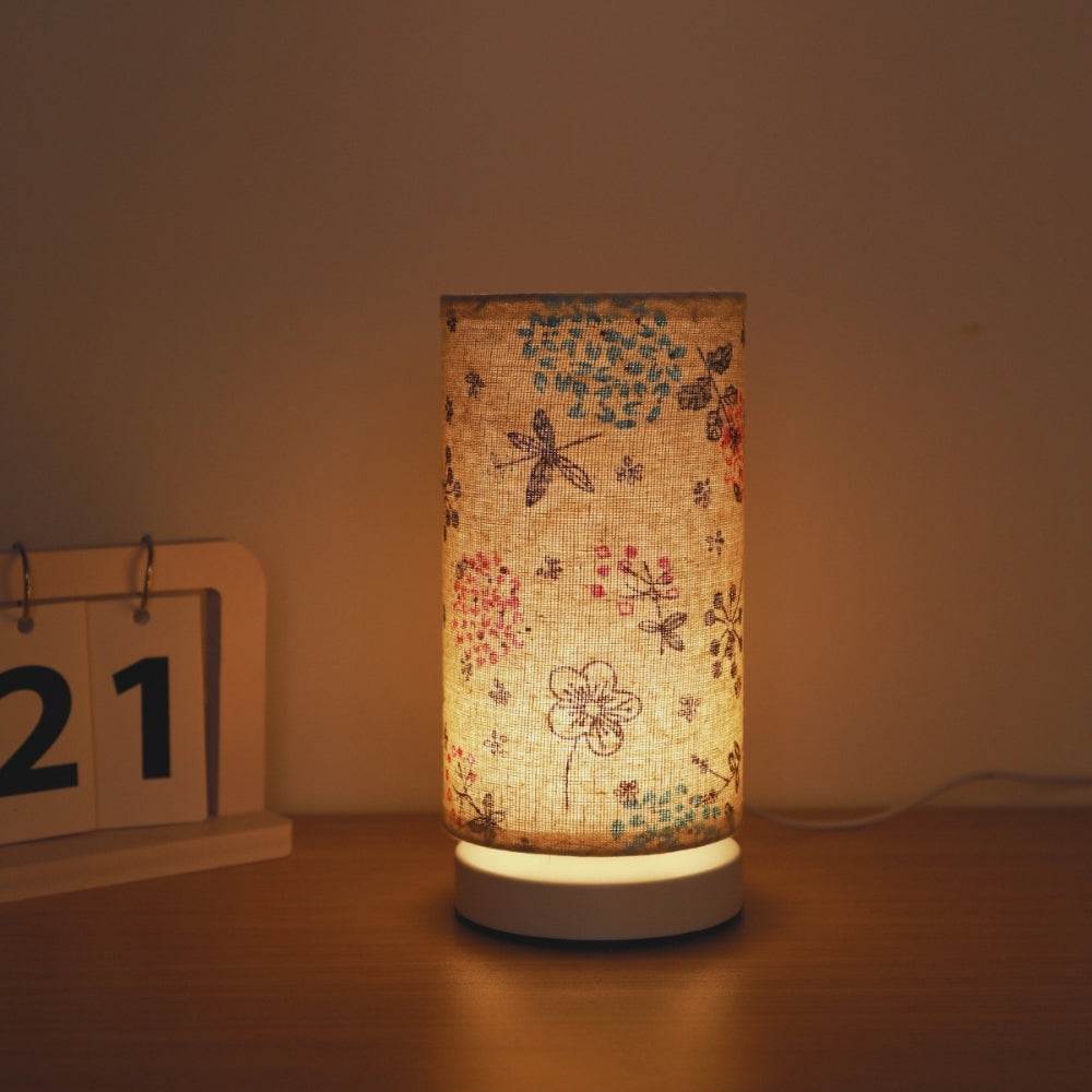 Lampe de table en tissu botanique fleuri – Whimsy Bloom