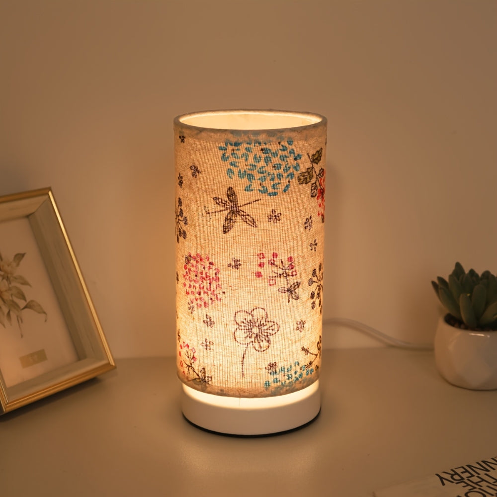 Lampe de table en tissu botanique fleuri