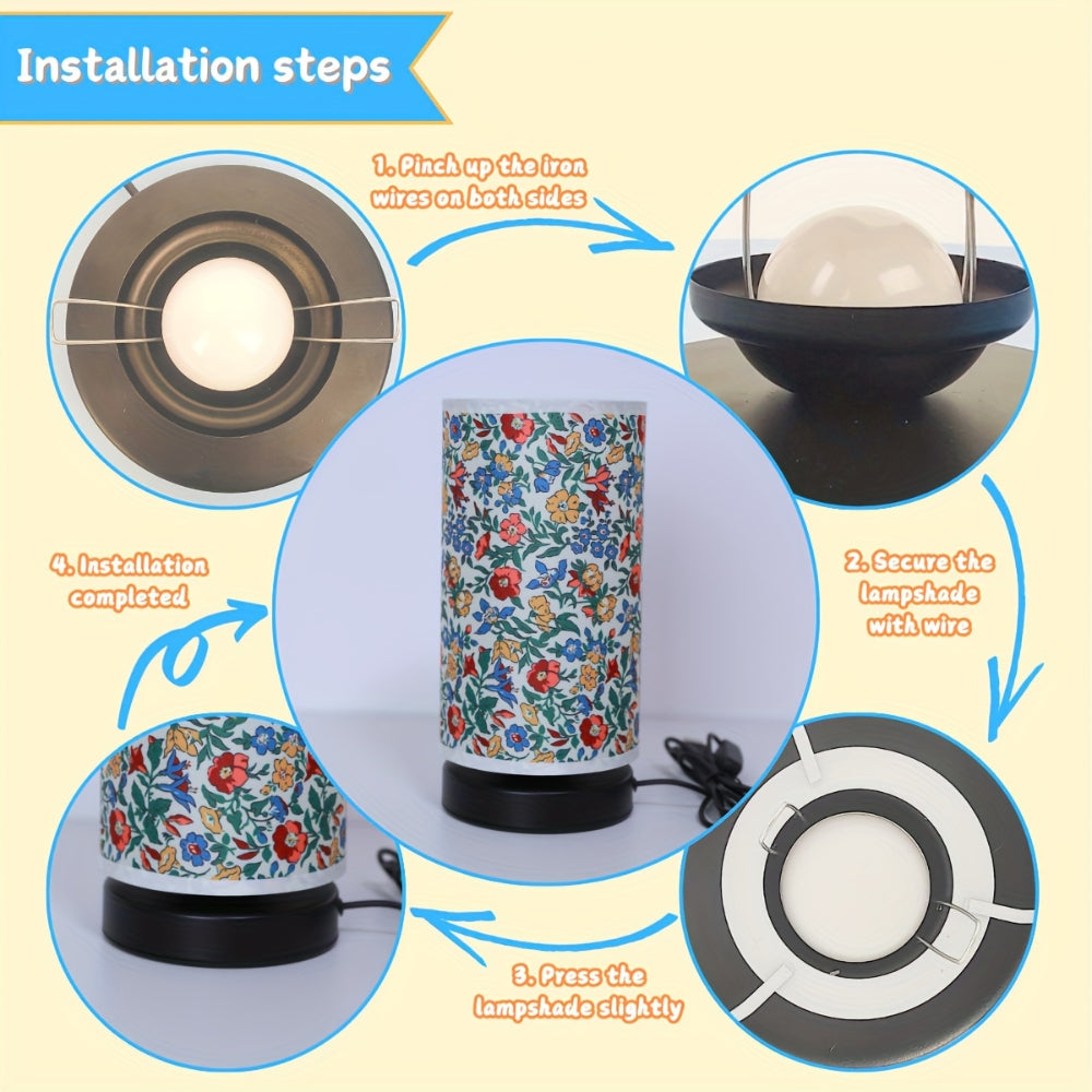 Lampe de table en tissu botanique fleuri