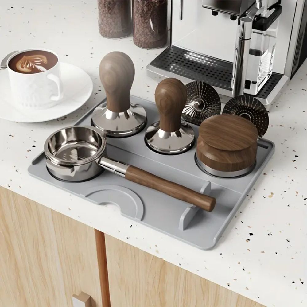 Tapis à tamper en silicone Espresso Brew Base – Gris
