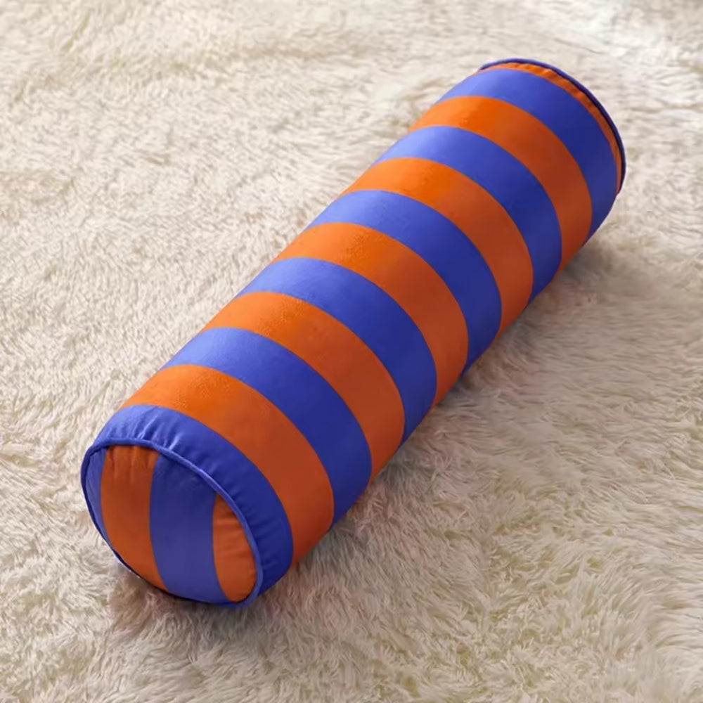 Coussin cylindrique rayé bonbon
