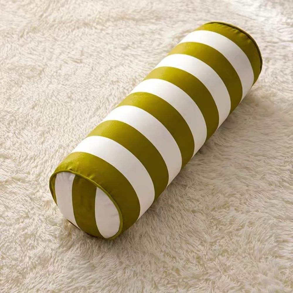Coussin cylindrique rayé bonbon
