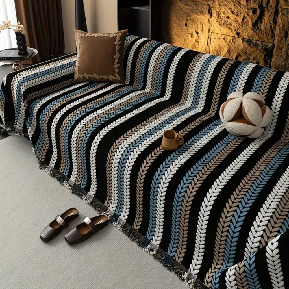 Housse de canapé Cascade à rayures – Marron Weave