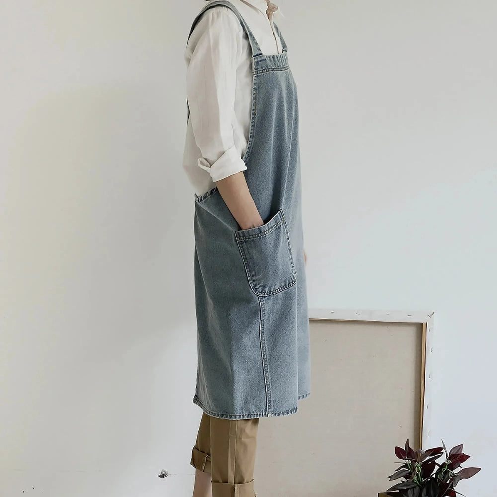 Tablier décontracté en denim à poches