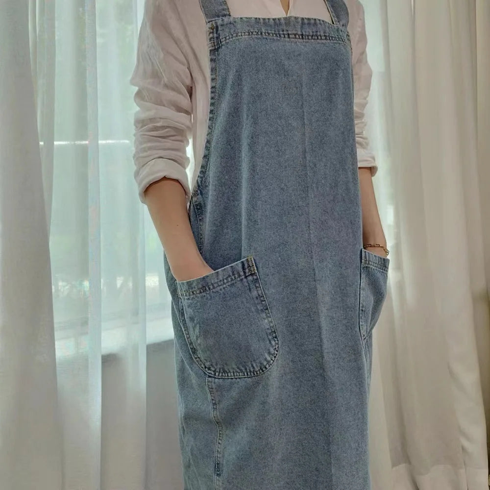 Tablier décontracté en denim à poches