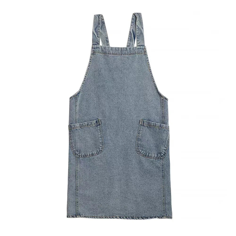 Tablier décontracté en denim à poches