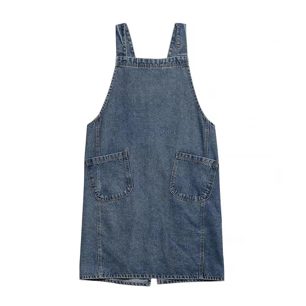 Tablier décontracté en denim à poches