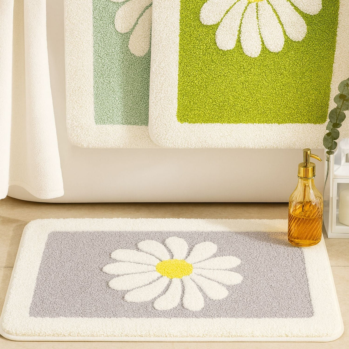 Tapis de bain marguerites