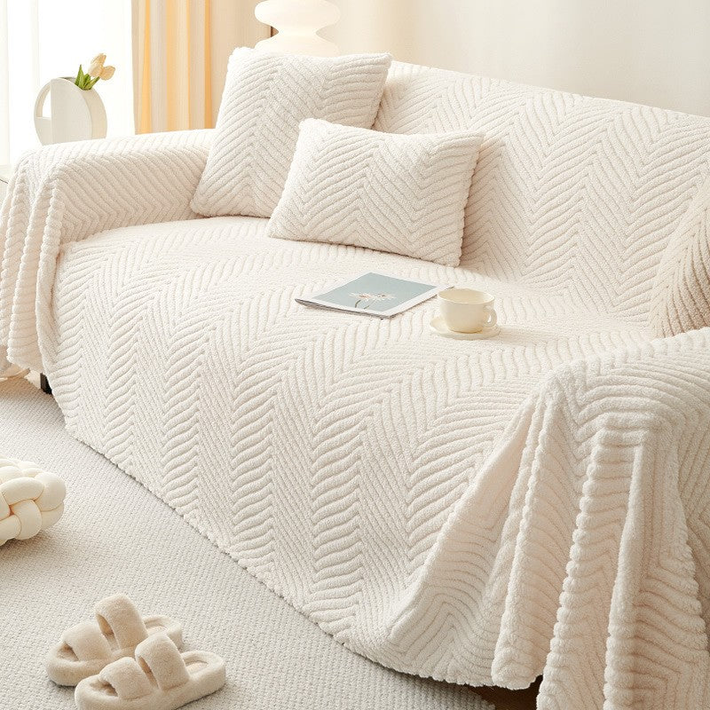 Housse de canapé en chenille moelleuse – Beige