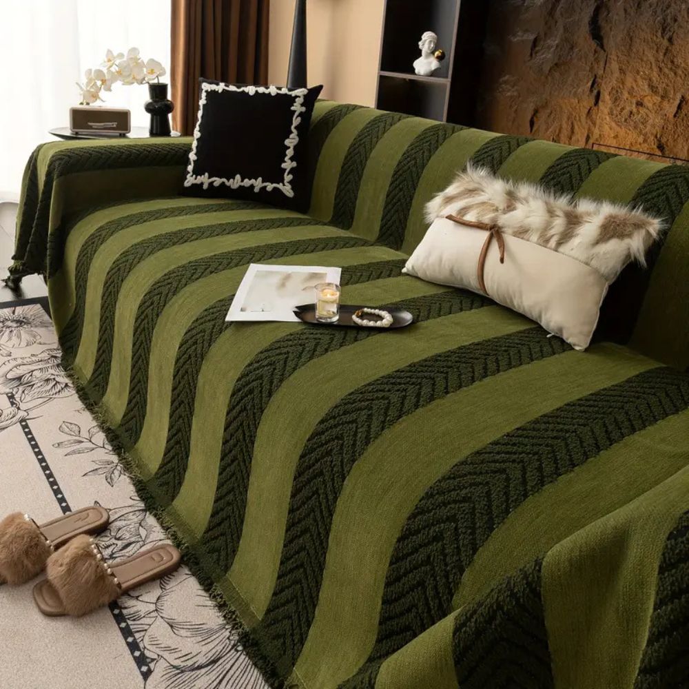 Housse de canapé à chevrons Chevron Echo – Olive