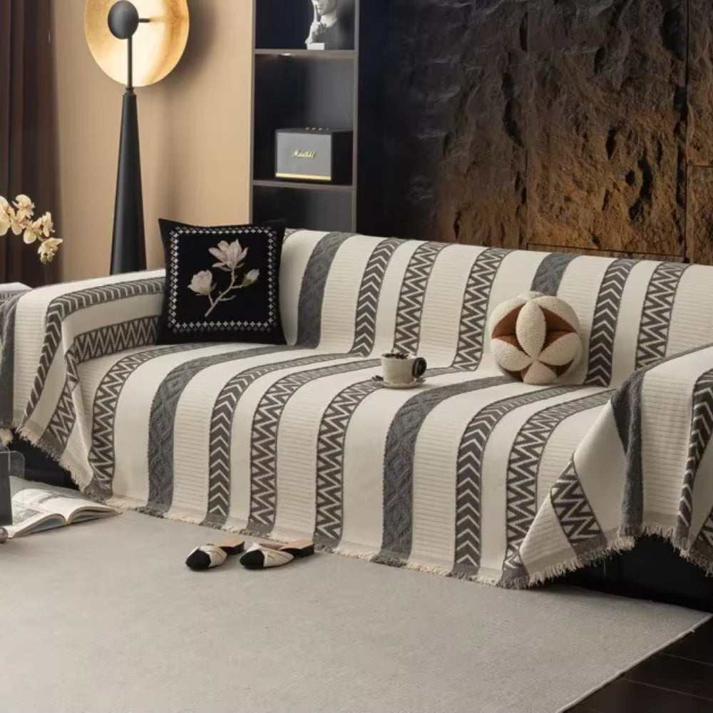 Housse de canapé en chenille à chevrons
