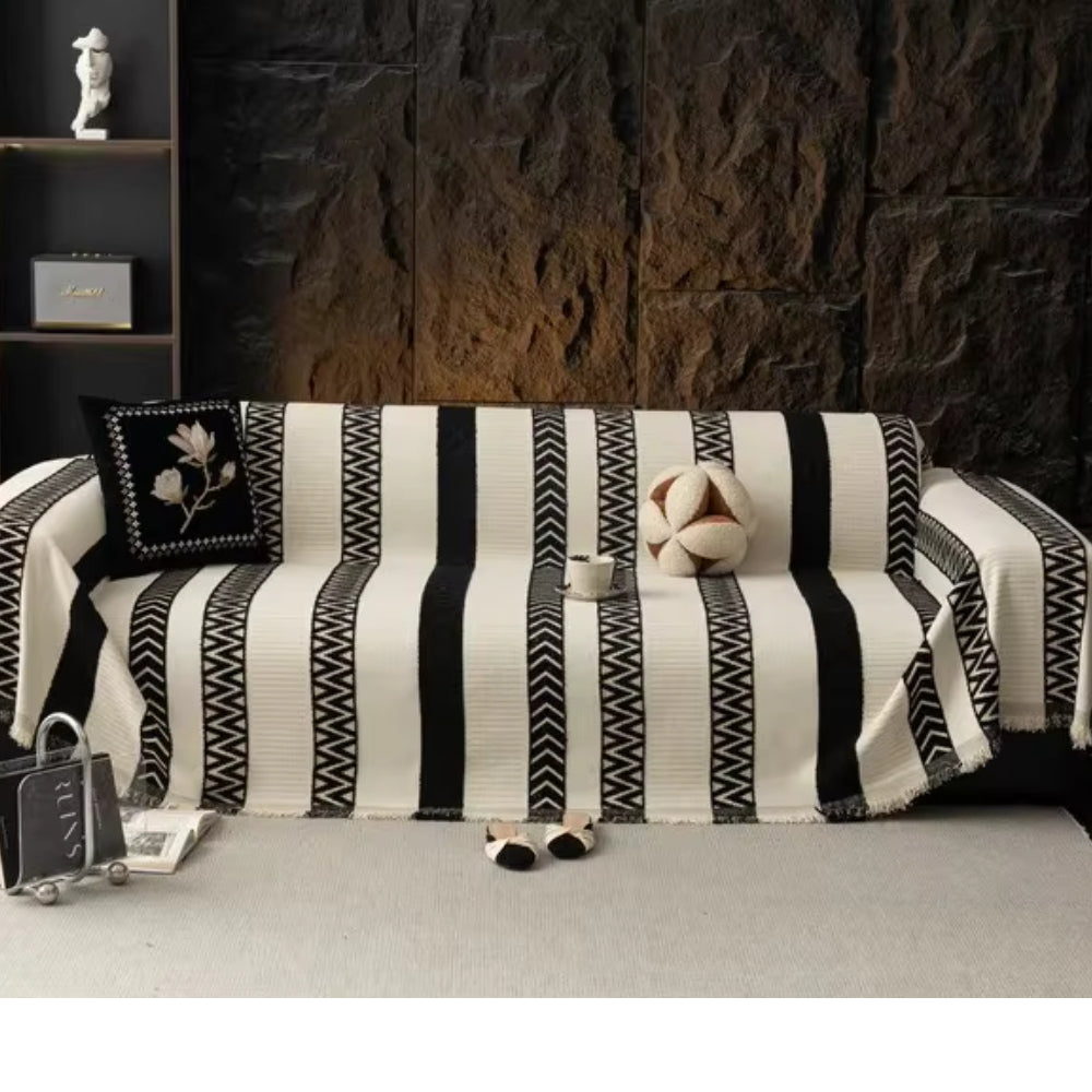 Housse de canapé en chenille à chevrons