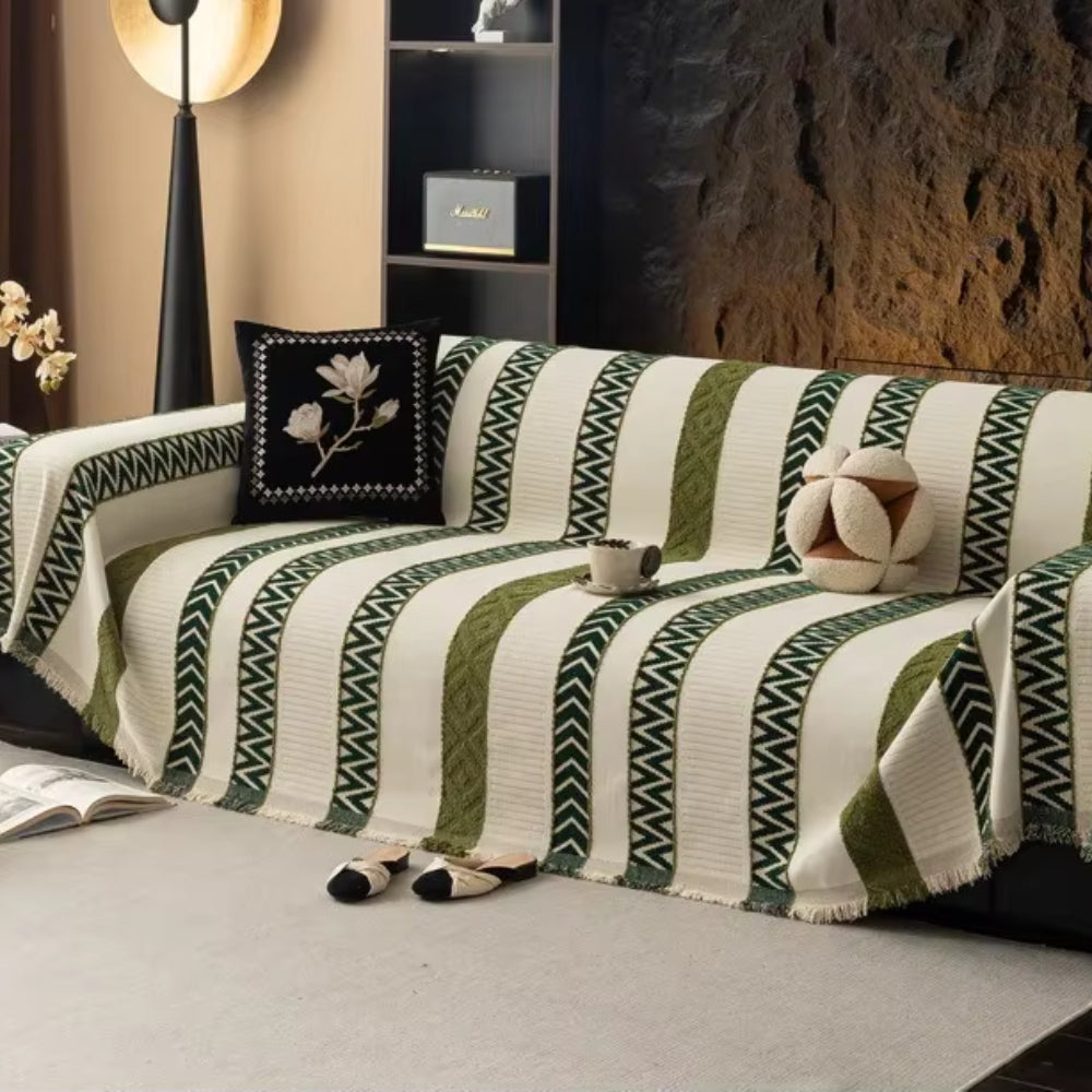 Housse de canapé en chenille à chevrons