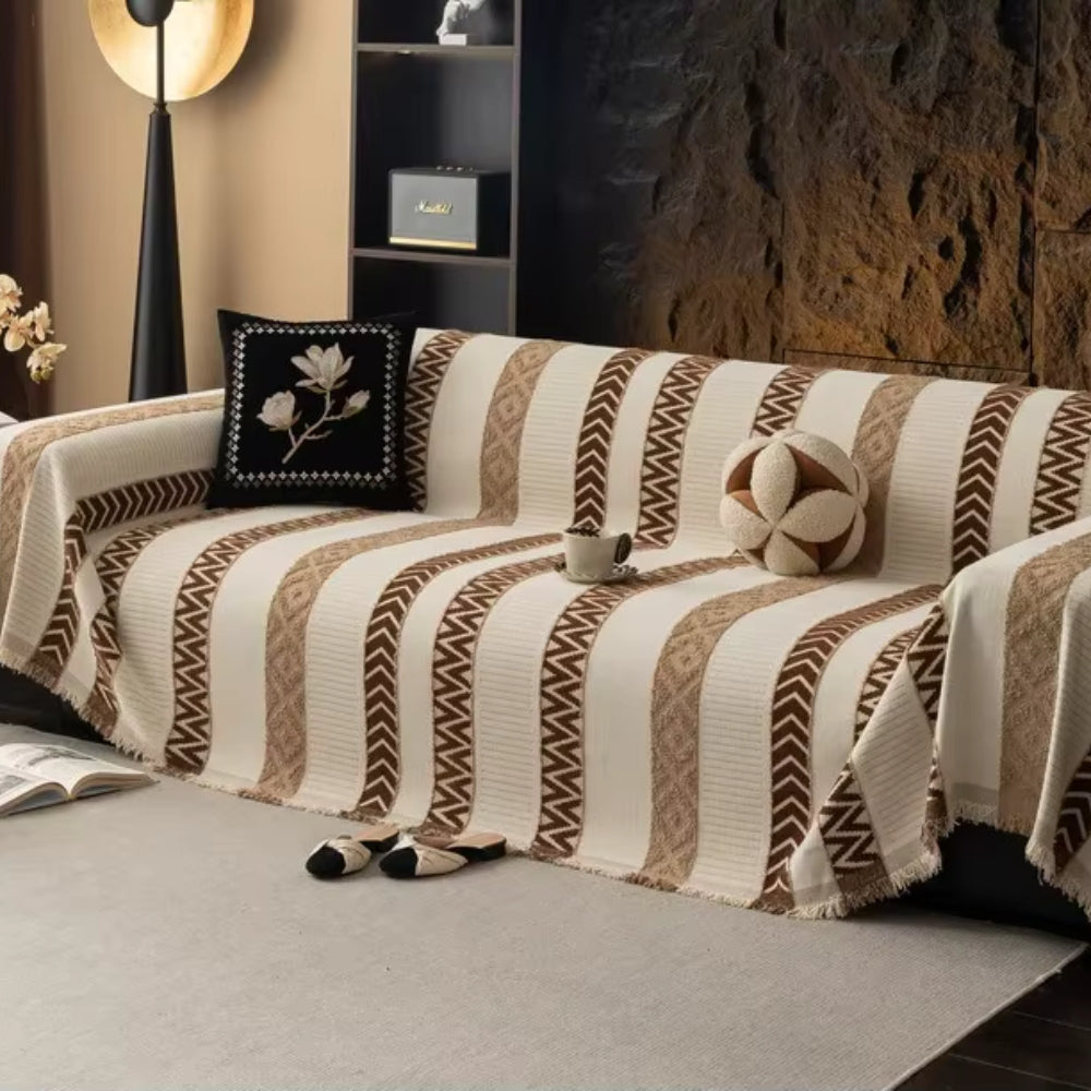 Housse de canapé en chenille à chevrons