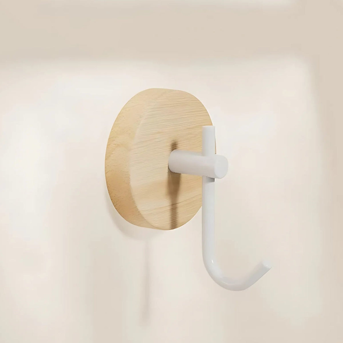 Patère ronde adhésive en bois