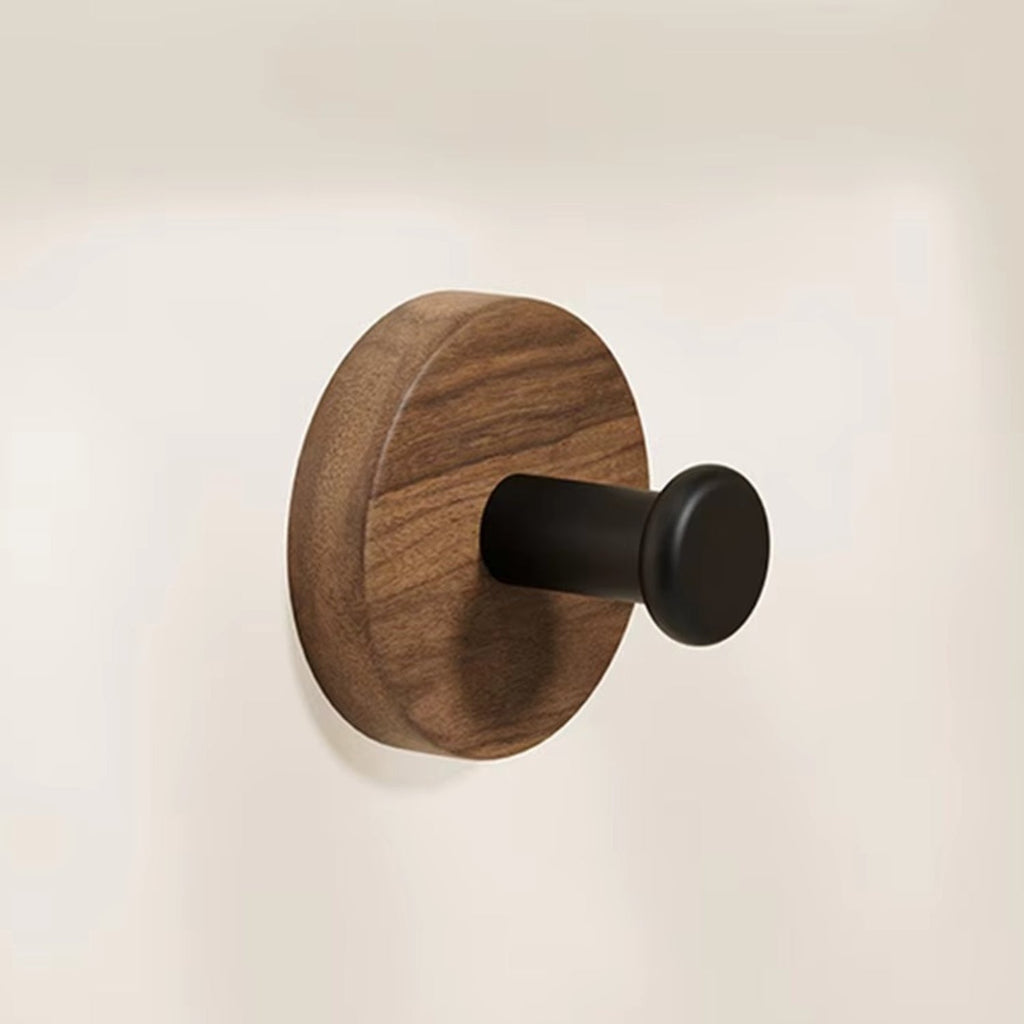 Patère ronde adhésive en bois